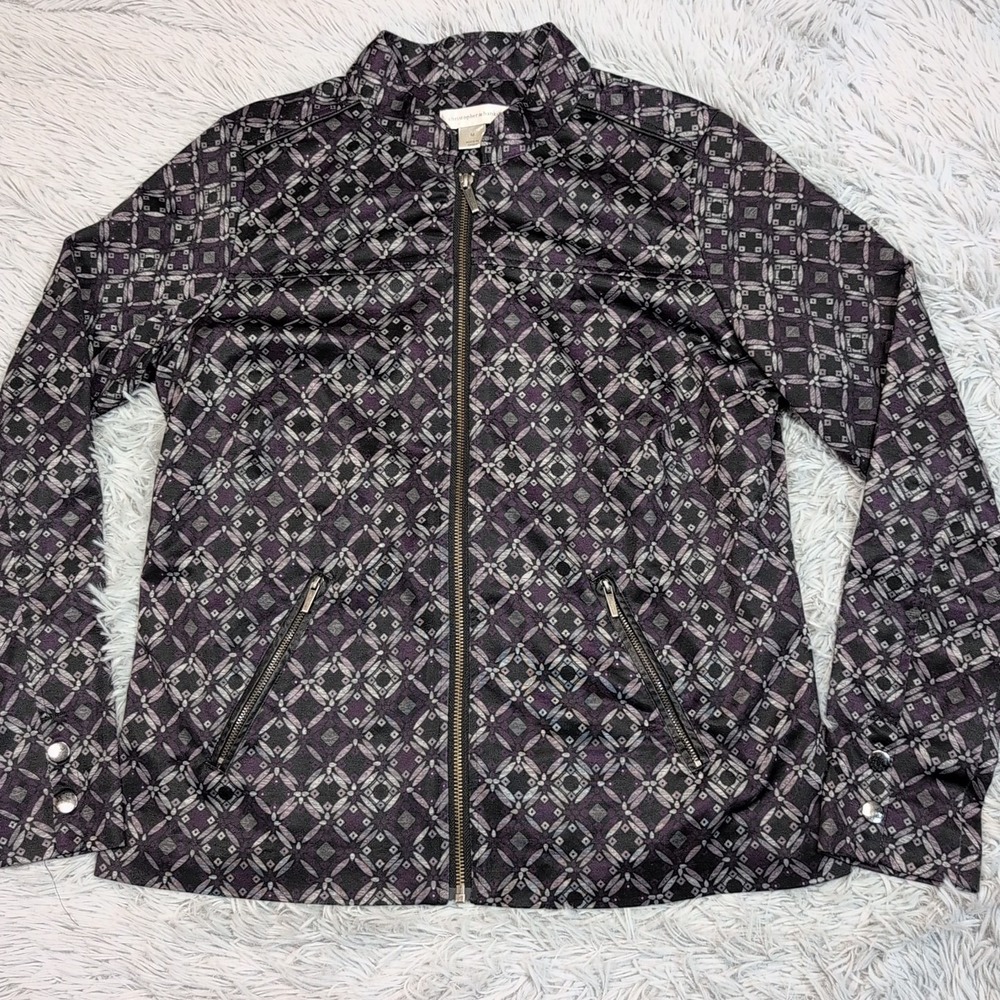 Christopher & Banks Jacket‎ Womens M Purple Stretch Comfort Zip Up Lightweight
